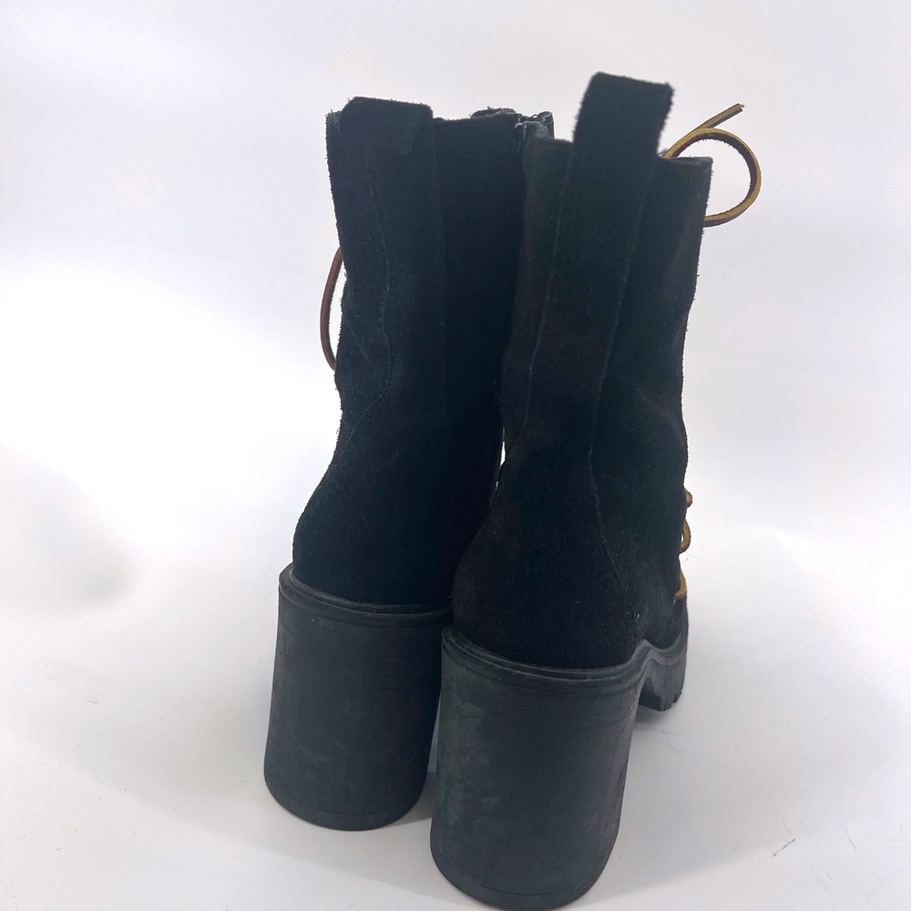 Free People Dylan Boots Black Suede Lace Up Side Zip Size 39 8.5 Womens Combat - Picture 6 of 10